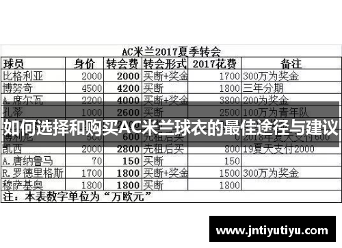 如何选择和购买AC米兰球衣的最佳途径与建议